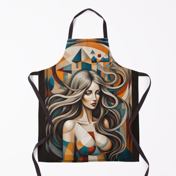 Item preview, Geometric brunette woman portrait, expressionist art designed and sold by lonelymoony.
