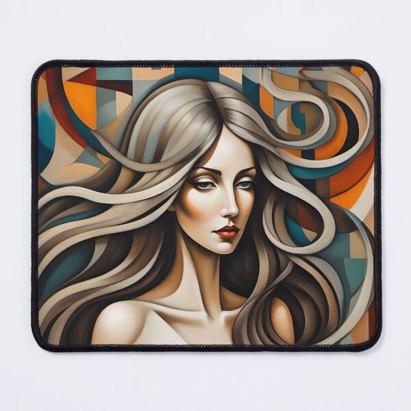 Item preview, Geometric brunette woman portrait, expressionist art designed and sold by lonelymoony.
