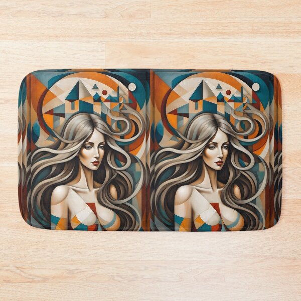 Item preview, Geometric brunette woman portrait, expressionist art designed and sold by lonelymoony.