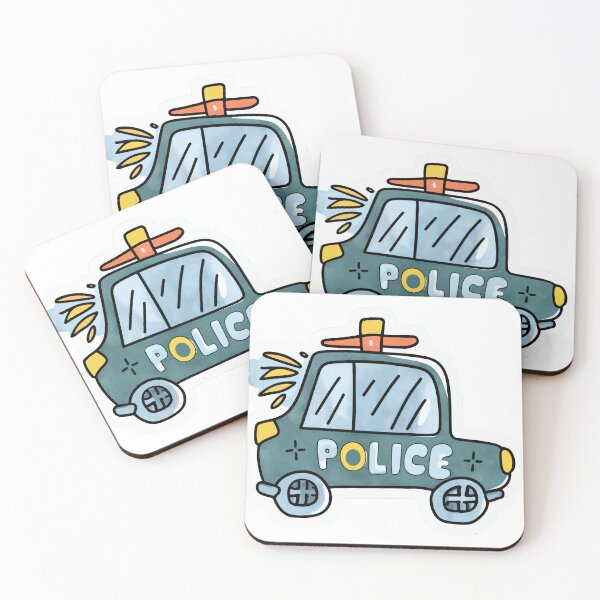 Item preview, Cool Watercolor Police Car with Flashing Lights designed and sold by NiftyWrx.