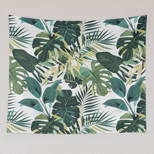 Item preview, Green Tropical Leaves Pattern designed and sold by Retrocranio.