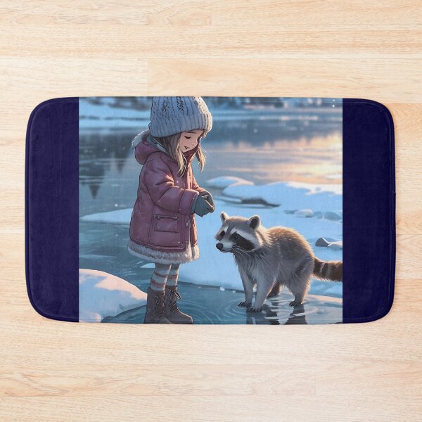 Item preview, Little girl and raccoon in winter Canada designed and sold by Astralia.