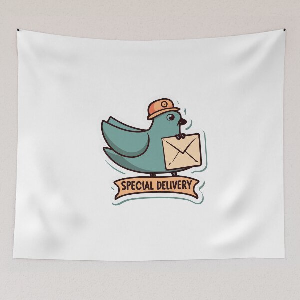 Item preview, Whimsical Messenger Pigeon Special Delivery Cartoon Sticker designed and sold by NiftyWrx.