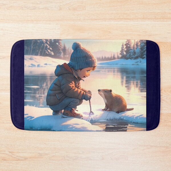 Item preview, Little boy and beaver in winter Canada designed and sold by Astralia.