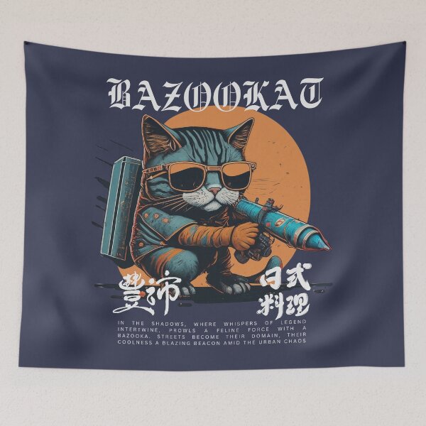 Item preview, Cool Bazooka Rocket Launcher Cat Vintage Design designed and sold by DreamCraze.