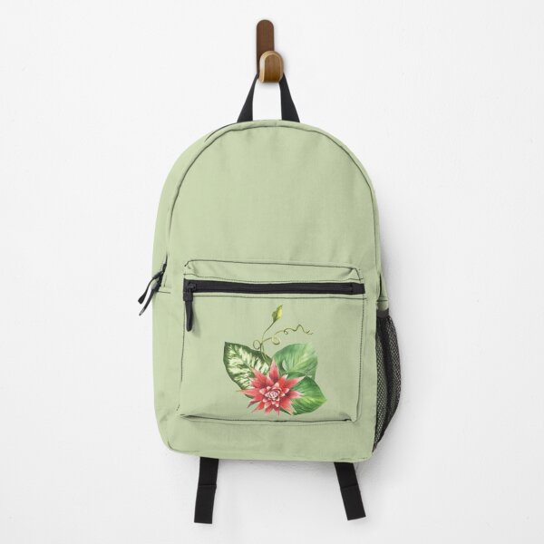 Item preview, Tropical leaves, red flowers bouquet green creeper. Watercolor clipart designed and sold by BartolArt.