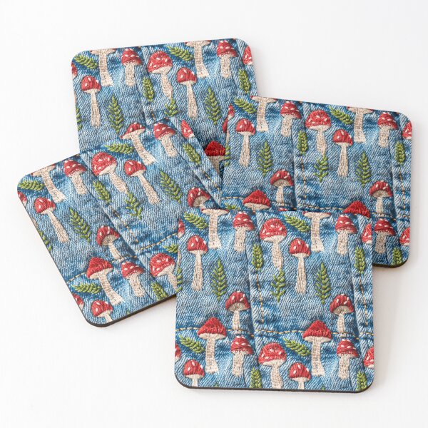Item preview, Goblincore red mushrooms  - nostalgia jeans grunge retro vintage style forest theme girly girl forestcore designed and sold by Fantasy Cache.