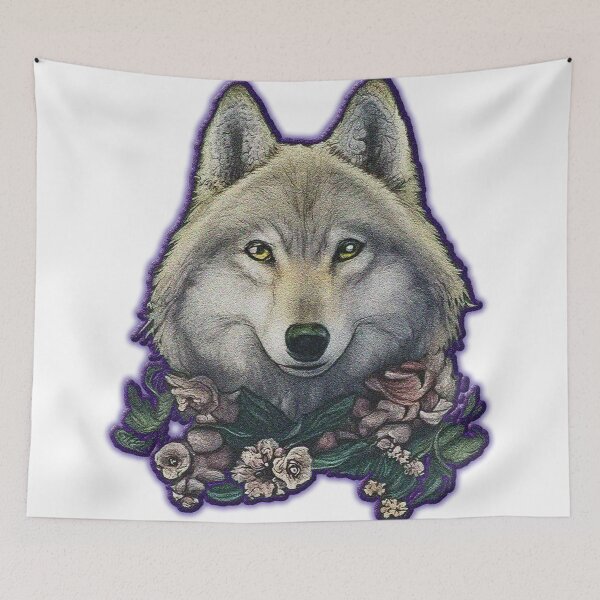 Item preview, Floral wolf head  designed and sold by jnsmerchstore.