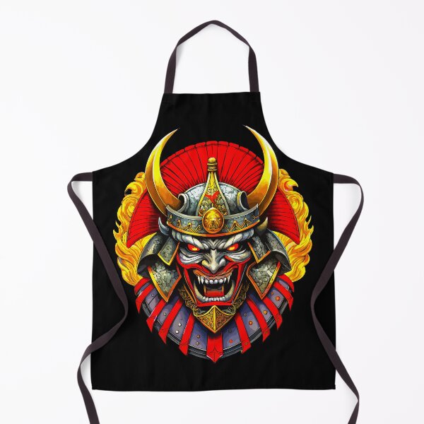 Item preview, Fierce Samurai Warrior Mask With Gold Accents and Flames designed and sold by VikArtStudio.