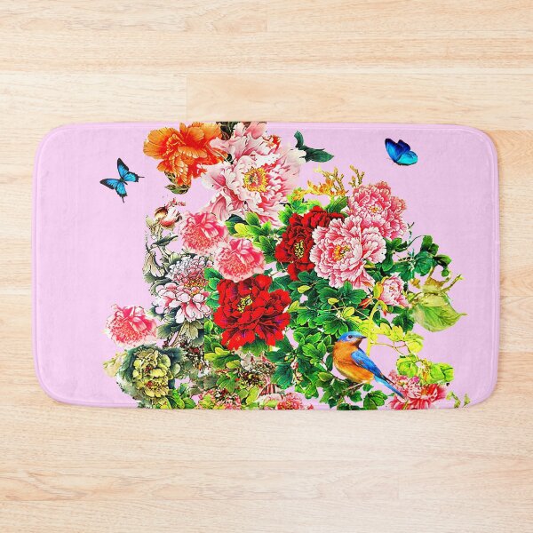Item preview, Flowers, beautiful exotic butterflies a bird in an explosion of love, pink background designed and sold by SueKnox.