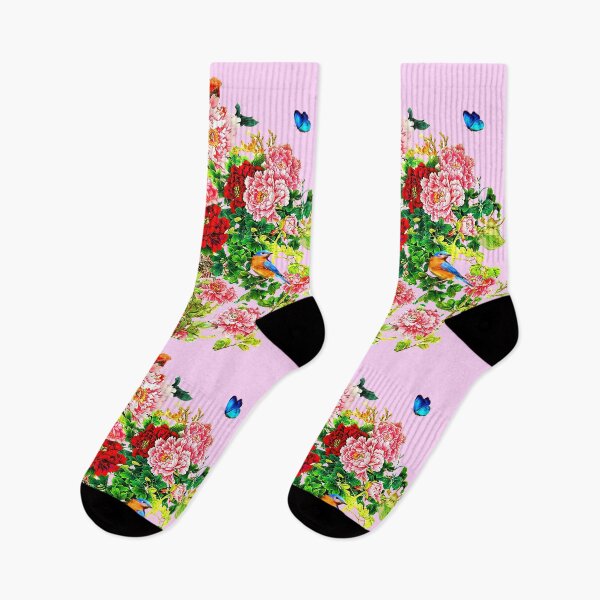 Item preview, Flowers, beautiful exotic butterflies a bird in an explosion of love, pink background designed and sold by SueKnox.