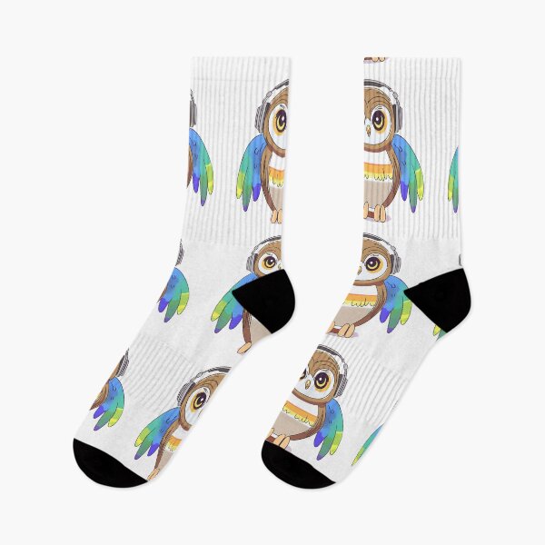 Item preview, Owl with headphones and rainbow wings designed and sold by maggiesens.