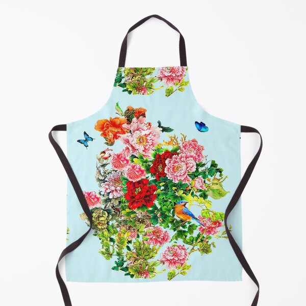 Item preview, Flowers, beautiful exotic butterflies a bird in an explosion of love, blue background designed and sold by SueKnox.