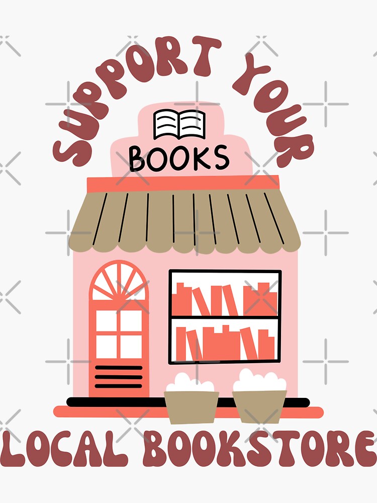 Thumbnail 3 of 3, Sticker, Support your local bookstore designed and sold by medimidoodles.