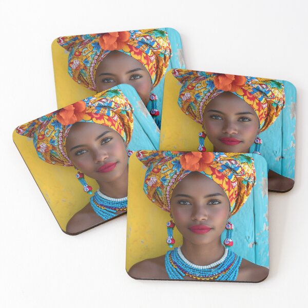 Item preview, Woman wearing colorful headwrap and jewelry designed and sold by Artessie.