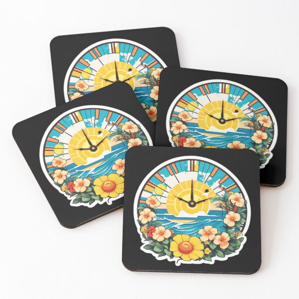 Item preview, Sunset Beach Clock By The Ocean with Orchids designed and sold by NautiChic.