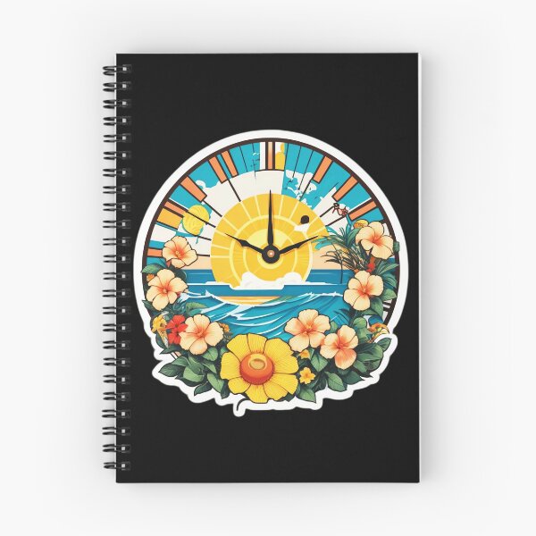 Item preview, Sunset Beach Clock By The Ocean with Orchids designed and sold by NautiChic.