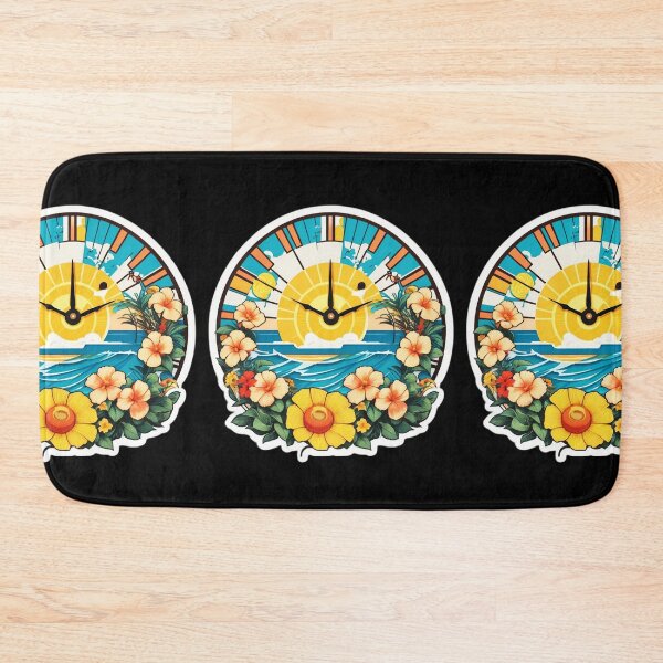 Item preview, Sunset Beach Clock By The Ocean with Orchids designed and sold by NautiChic.
