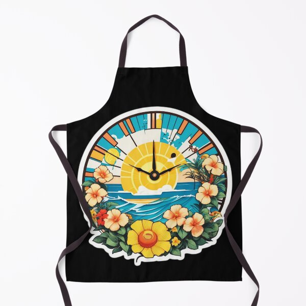 Item preview, Sunset Beach Clock By The Ocean with Orchids designed and sold by NautiChic.