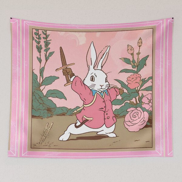 Item preview, Vintage Cute Fencing Girl Rabbit Bunny Mom with Beautiful Roses designed and sold by wigobun.