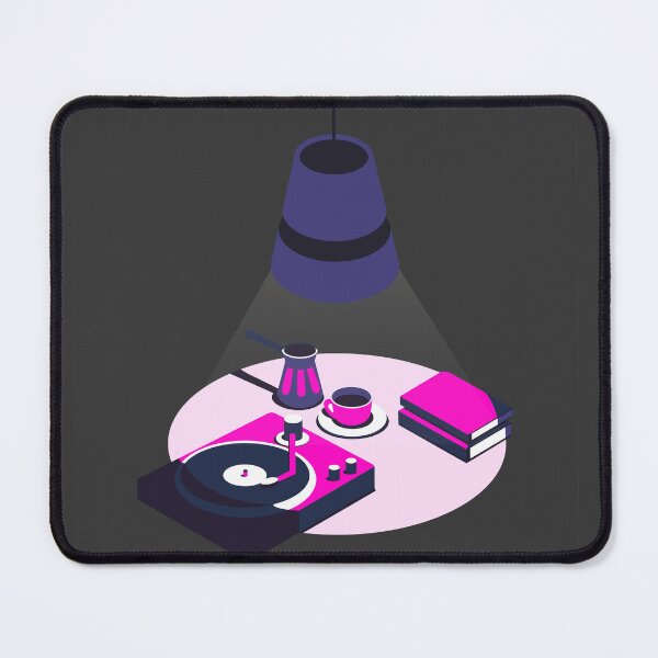 Item preview,  Night vector still life of coffee, books and vynil recorder under the lamplight designed and sold by Familyshmot.