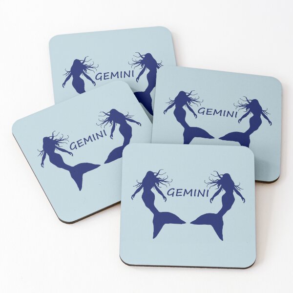 Item preview, Gemini Star Sign Dark Blue Mermaid Twins designed and sold by Beachy.