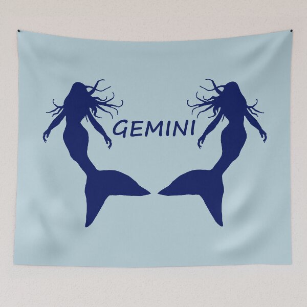 Item preview, Gemini Star Sign Dark Blue Mermaid Twins designed and sold by Beachy.