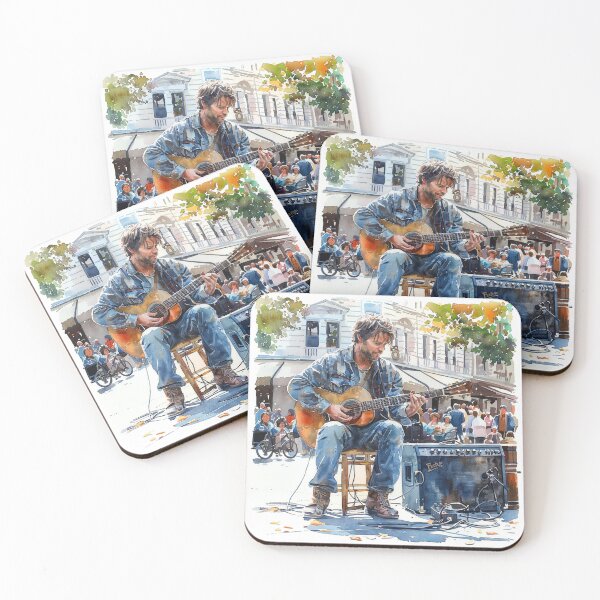 Item preview, rban Musician Art Print: Guitarist Playing in the Heart of the City designed and sold by Mr-whiteBG.