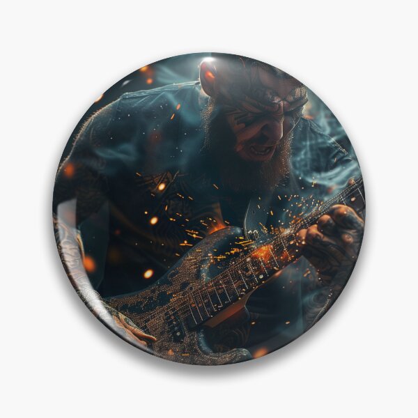 Item preview, Tattooed Guitarist in Fiery Concert designed and sold by palmyst.