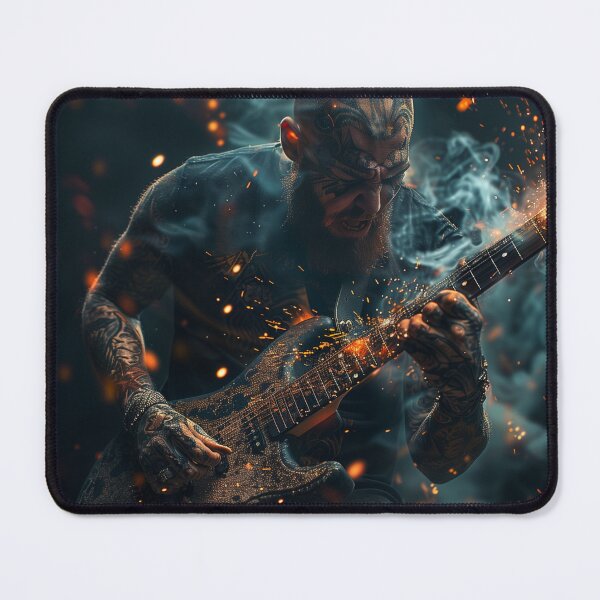 Item preview, Tattooed Guitarist in Fiery Concert designed and sold by palmyst.