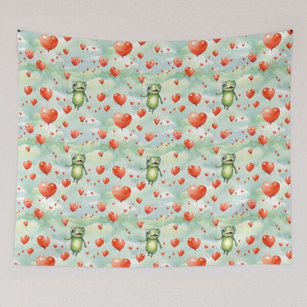 Item preview, Frog with red heart ballons pattern designed and sold by CircusValley.