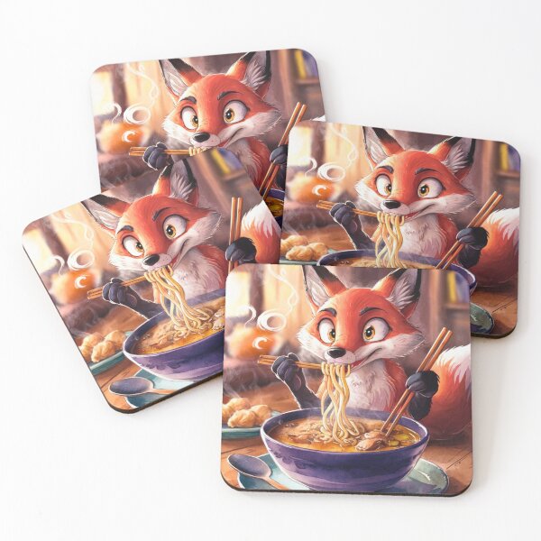 Artikelvorschau, Fuchsporträt. Fuchs mit Ramen, Fuchs isst Ramen, Fuchsnudeln, Fantasiefuchs, wunderlicher Fuchs entworfen und verkauft von FoxVibes.