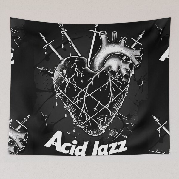 Item preview, Acid Jazz: Heart stitched with disco, funk, soul designed and sold by Piotrek0001.