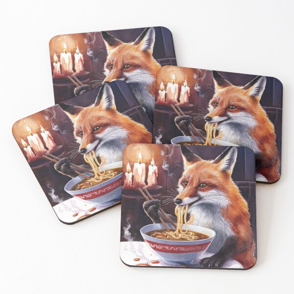 Artikelvorschau, Fuchsporträt. Fuchs mit Ramen, Fuchs isst Ramen, Fuchsnudeln, Fantasiefuchs, wunderlicher Fuchs entworfen und verkauft von FoxVibes.
