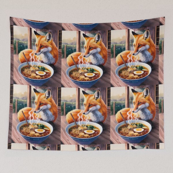 Artikelvorschau, Fuchsporträt. Fuchs mit Ramen, Fuchs isst Ramen, Fuchsnudeln, Fantasiefuchs, wunderlicher Fuchs entworfen und verkauft von FoxVibes.