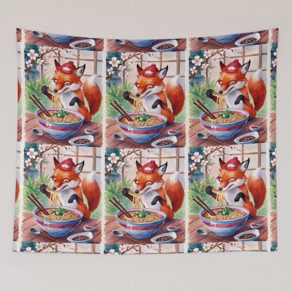 Item preview, Fox Portrait. fox with ramen, fox eating ramen, fox noodles, fantasy fox, whimsical fox designed and sold by FoxVibes.