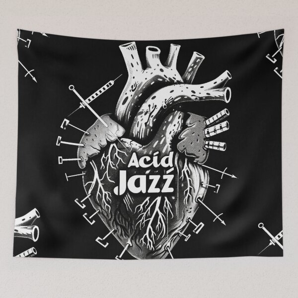 Item preview, Acid Jazz: Heart stitched with disco, funk, soul designed and sold by Piotrek0001.