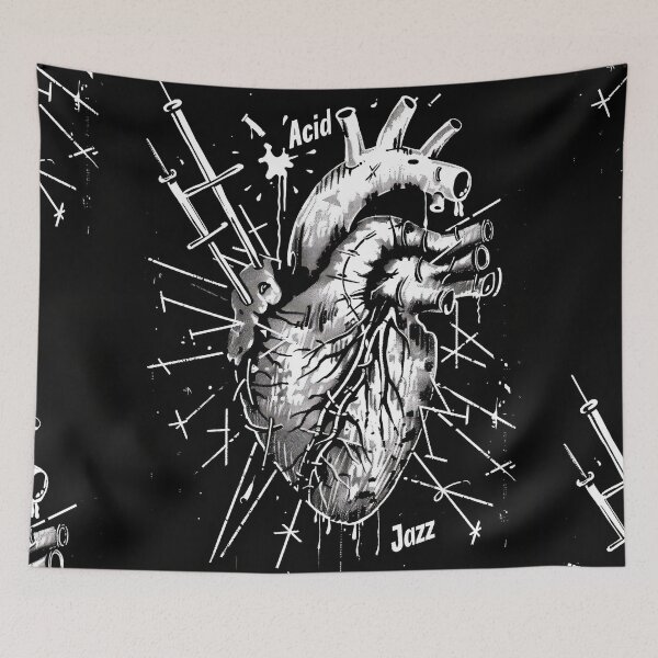 Item preview, Acid Jazz: Heart stitched with disco, funk, soul designed and sold by Piotrek0001.