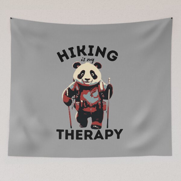 Item preview, Hiking Is My Therapy Funny Panda Bear Hiking designed and sold by TrueArtsStore.