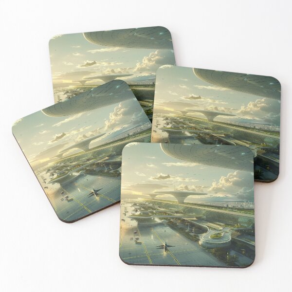 Item preview, Futuristic Airport at Sunset designed and sold by palmyst.