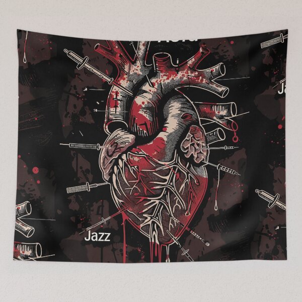 Item preview, Acid Jazz: Heart stitched with disco, funk, soul designed and sold by Piotrek0001.