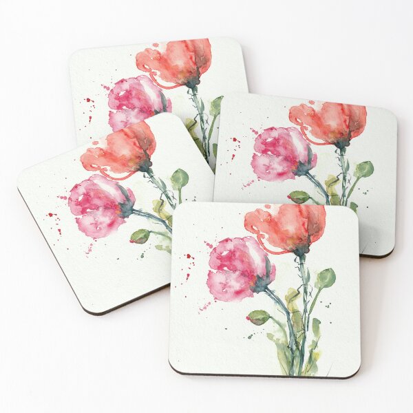 Item preview, two abstracted poppies in watercolor designed and sold by Cacatuart.