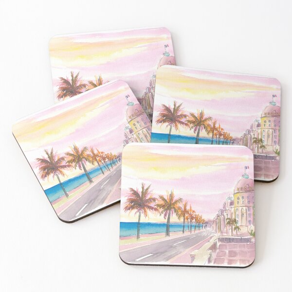 Item preview, Nice France Riviera Watercolor View of Promenade des Anglais designed and sold by artshop77.