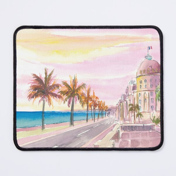 Item preview, Nice France Riviera Watercolor View of Promenade des Anglais designed and sold by artshop77.