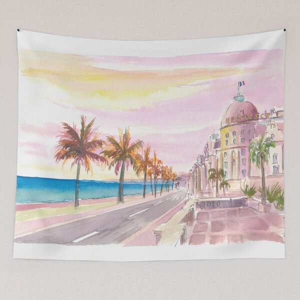 Item preview, Nice France Riviera Watercolor View of Promenade des Anglais designed and sold by artshop77.