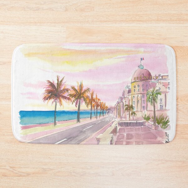 Item preview, Nice France Riviera Watercolor View of Promenade des Anglais designed and sold by artshop77.