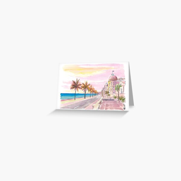 Item preview, Nice France Riviera Watercolor View of Promenade des Anglais designed and sold by artshop77.