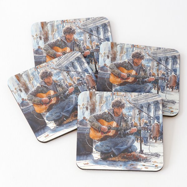 Item preview, Urban Guitarist Art Print | Musician Playing Guitar in Cityscape designed and sold by Mr-whiteBG.