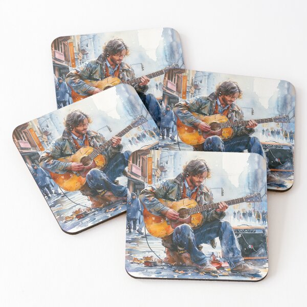 Item preview, Urban Musician Playing Guitar in Cityscape designed and sold by Mr-whiteBG.