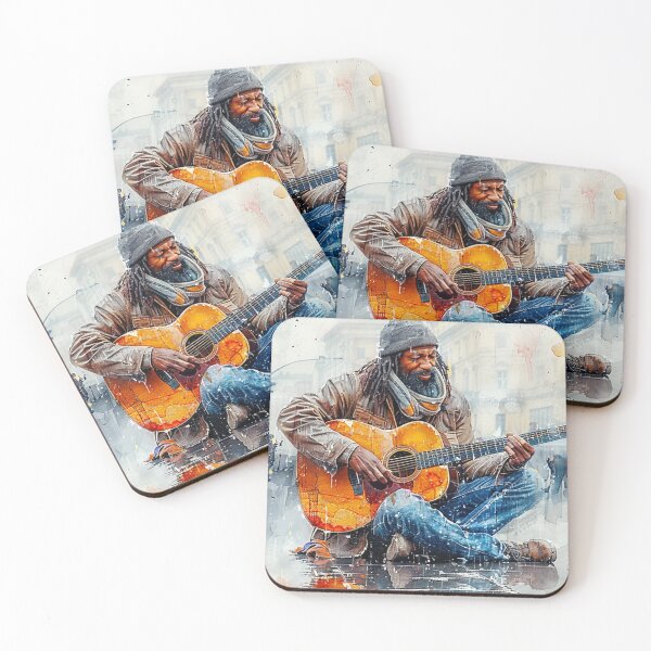 Item preview, Urban Guitarist Art Print - Musician Playing Guitar in Cityscape  designed and sold by Mr-whiteBG.